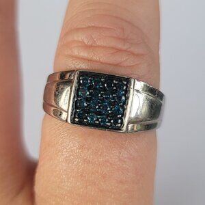 Blue Diamond & Sterling Ring